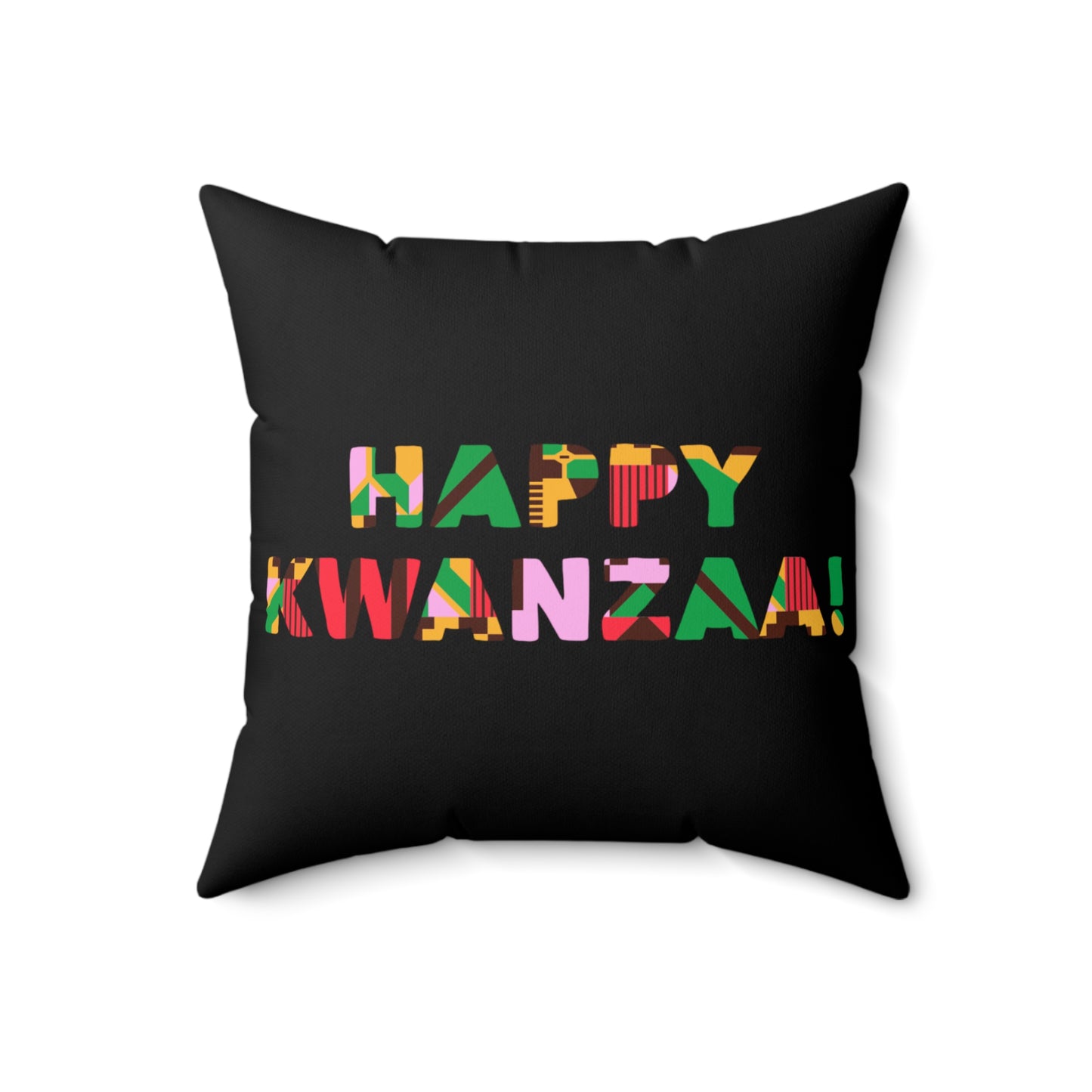 Happy Kwanzaa Throw Pillow | Afrocentric Holiday Decor | Black Accent Cushion | Kwanzaa Gift for Family | Festive Home Decoration