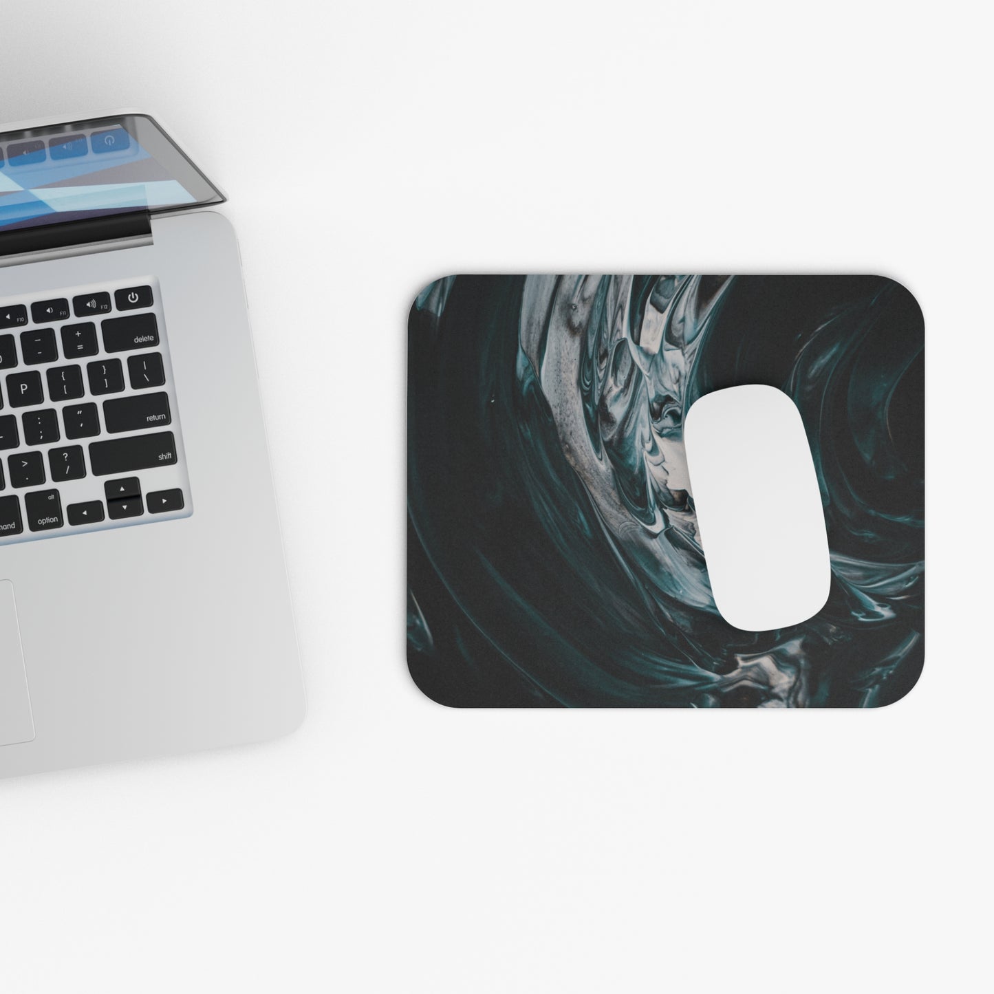 Marble Marvel: Stylish Black and Teal Mousepad for Ultimate Comfort and Control!