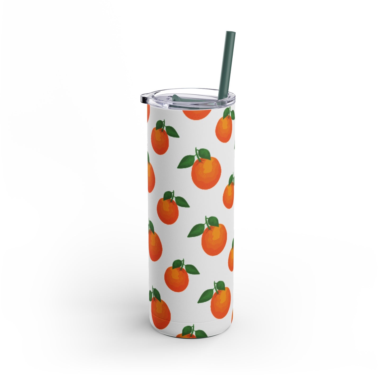 "Orange You Glad" Insulated Tumbler with Green Straw - 20oz, Stainless Steel, Keeps Drinks Cold 24hr/Hot 12hr, BPA-Free