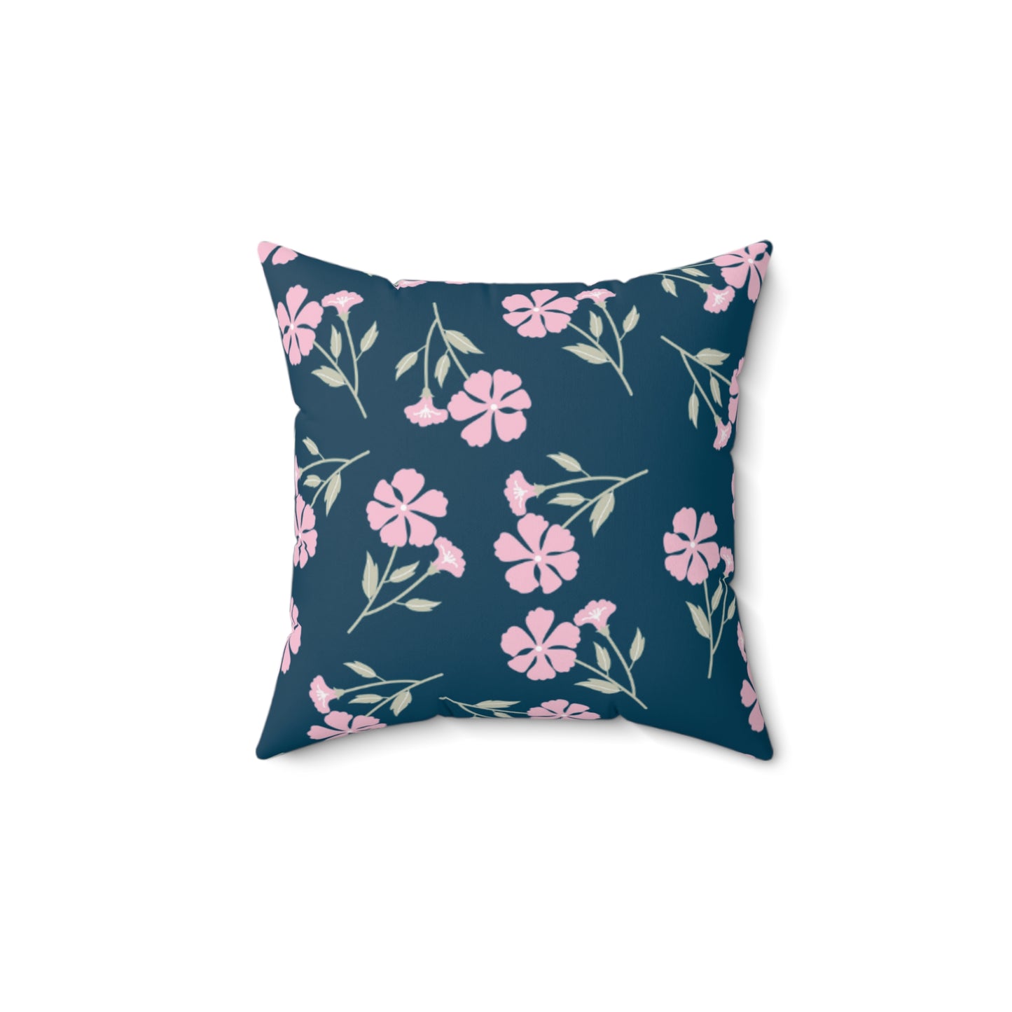 Premium Navy Floral Throw Pillow - Double-Sided Print, Concealed Zipper - Enhance Your Home Decor!