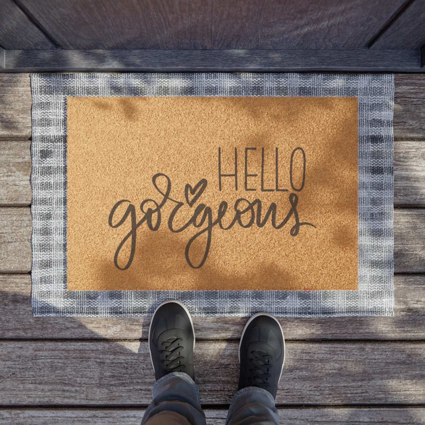 Chic 'Hello Gorgeous' Outdoor Mat - Personalized Welcome Mat | - Shop Now!