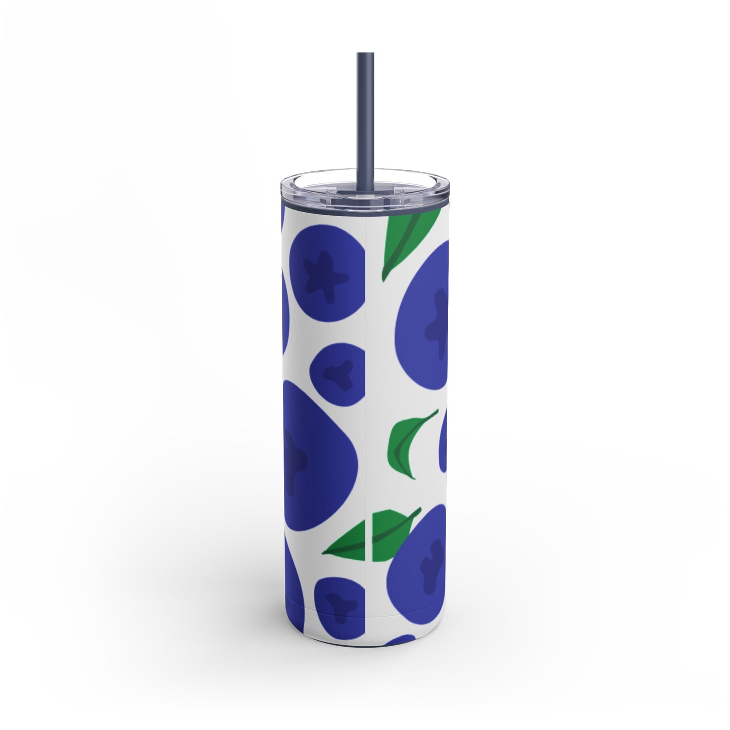 "Blueberry Bliss" Tumbler with Blue Straw - 20oz Insulated Stainless Steel Travel Mug, Perfect for Summer Picnics, Festivals, and Stylish Office Hydration