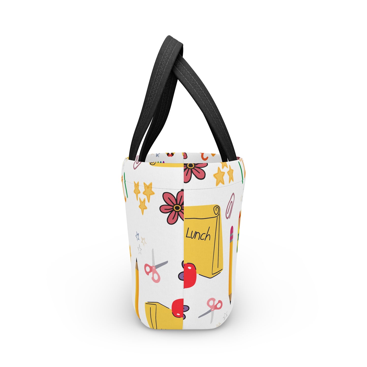 Back-to-School Lunch Bag | Colorful Apple & Books Print | Insulated Tote for Kids, Teachers, Moms | Stylish & Functional