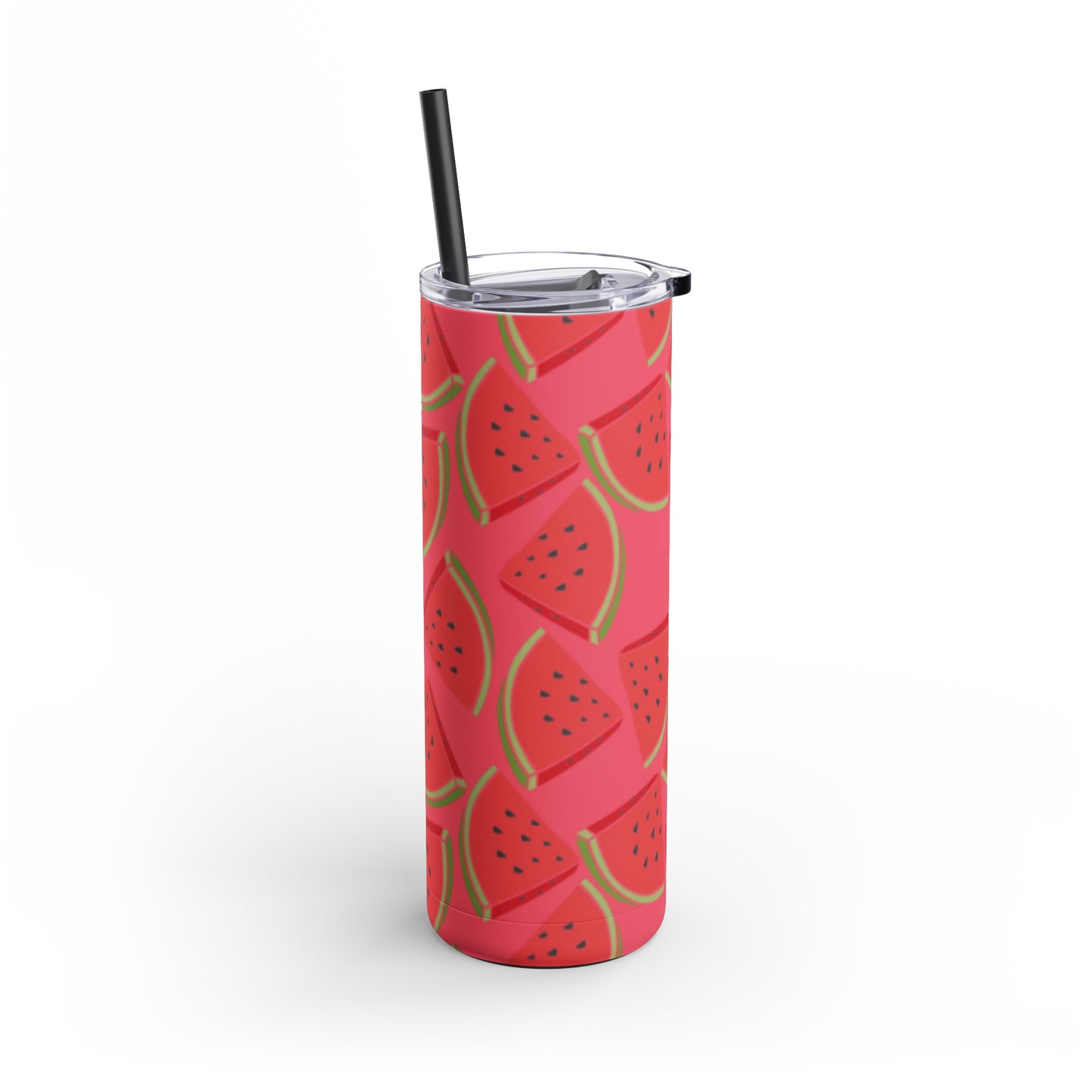 "Watermelon Wonderland" Red Watermelon Tumbler with Black Straw - 20oz Insulated Stainless Steel, Keeps Cold/Hot 24/12 Hours, BPA-Free