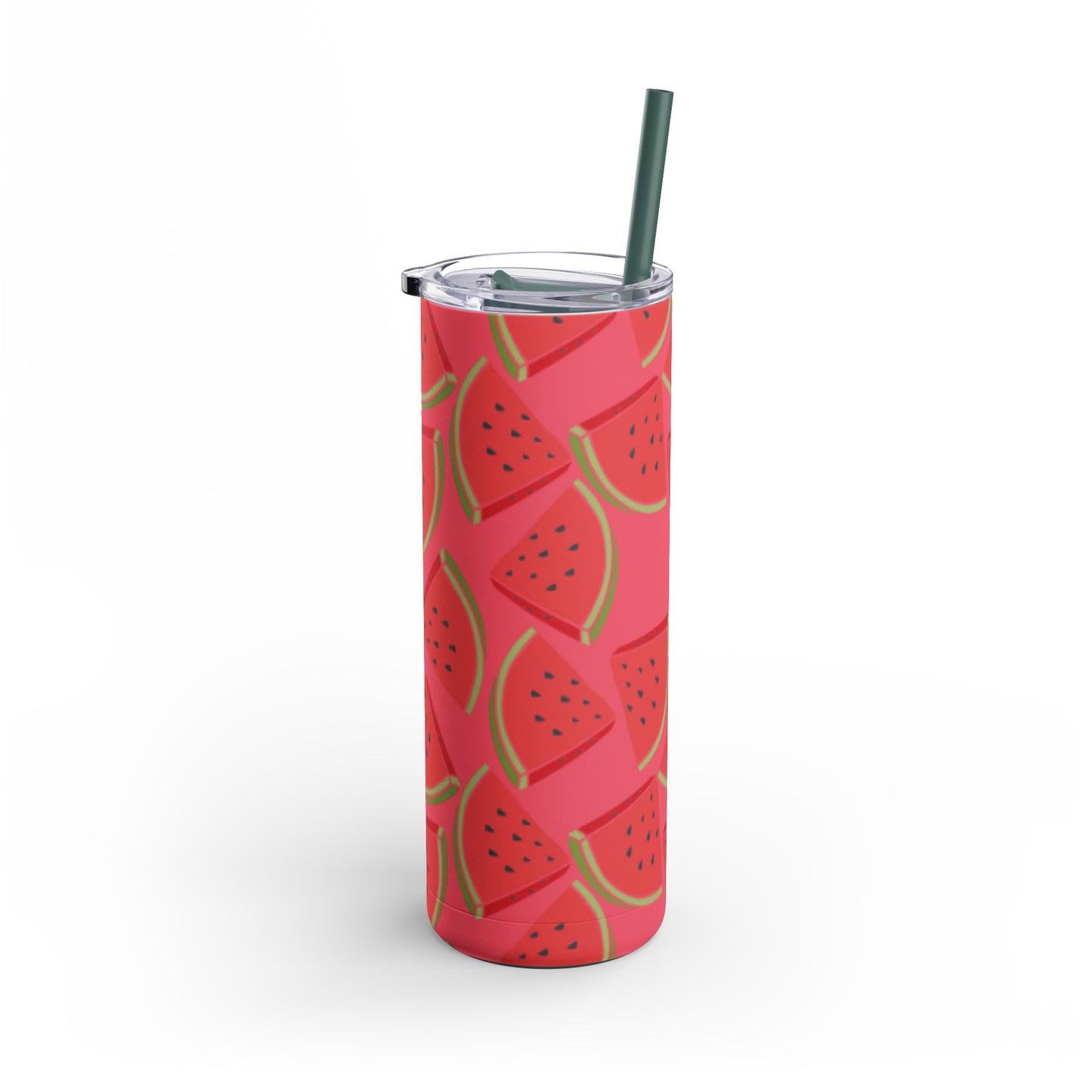 "Watermelon Wonderland" Red Watermelon Tumbler with Black Straw - 20oz Insulated Stainless Steel, Keeps Cold/Hot 24/12 Hours, BPA-Free