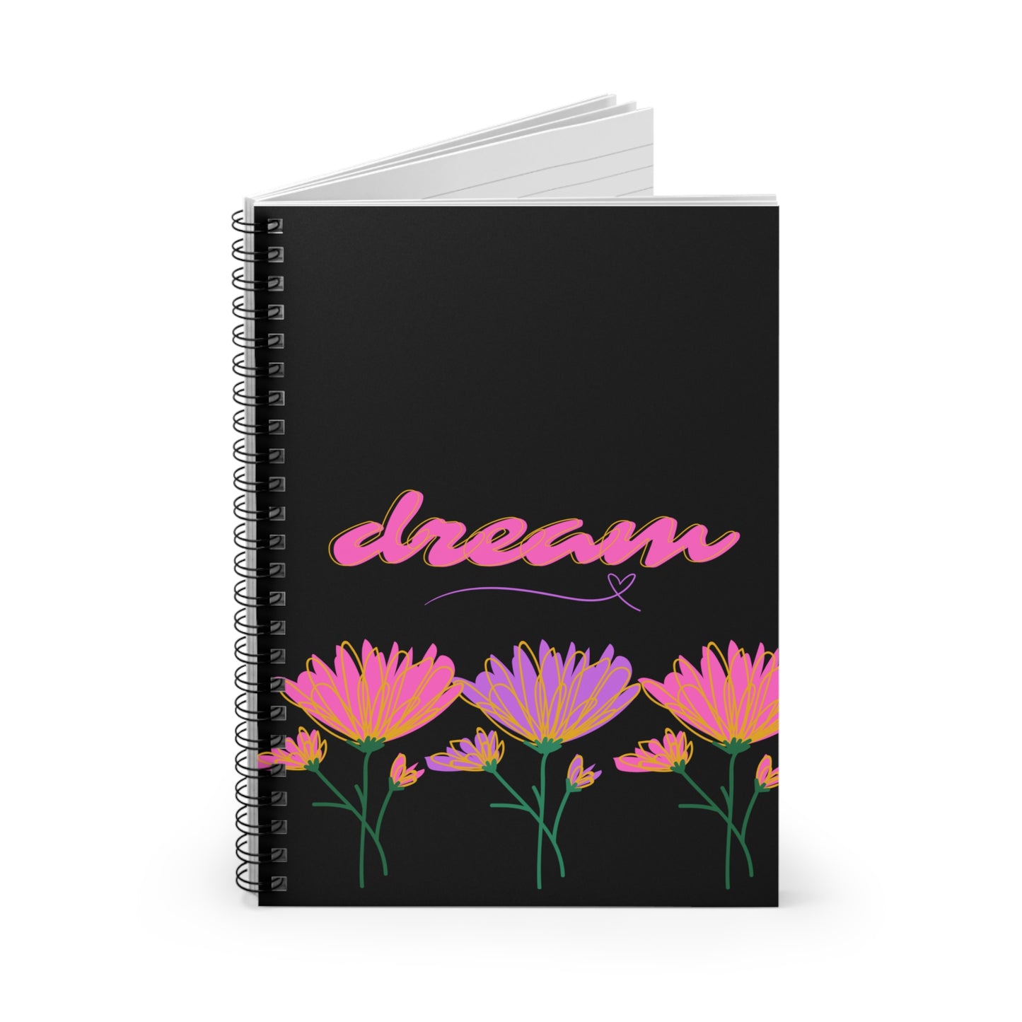 Dreamscape Career Companion - Journal Black Floral 6"x8" Spiral Notebook