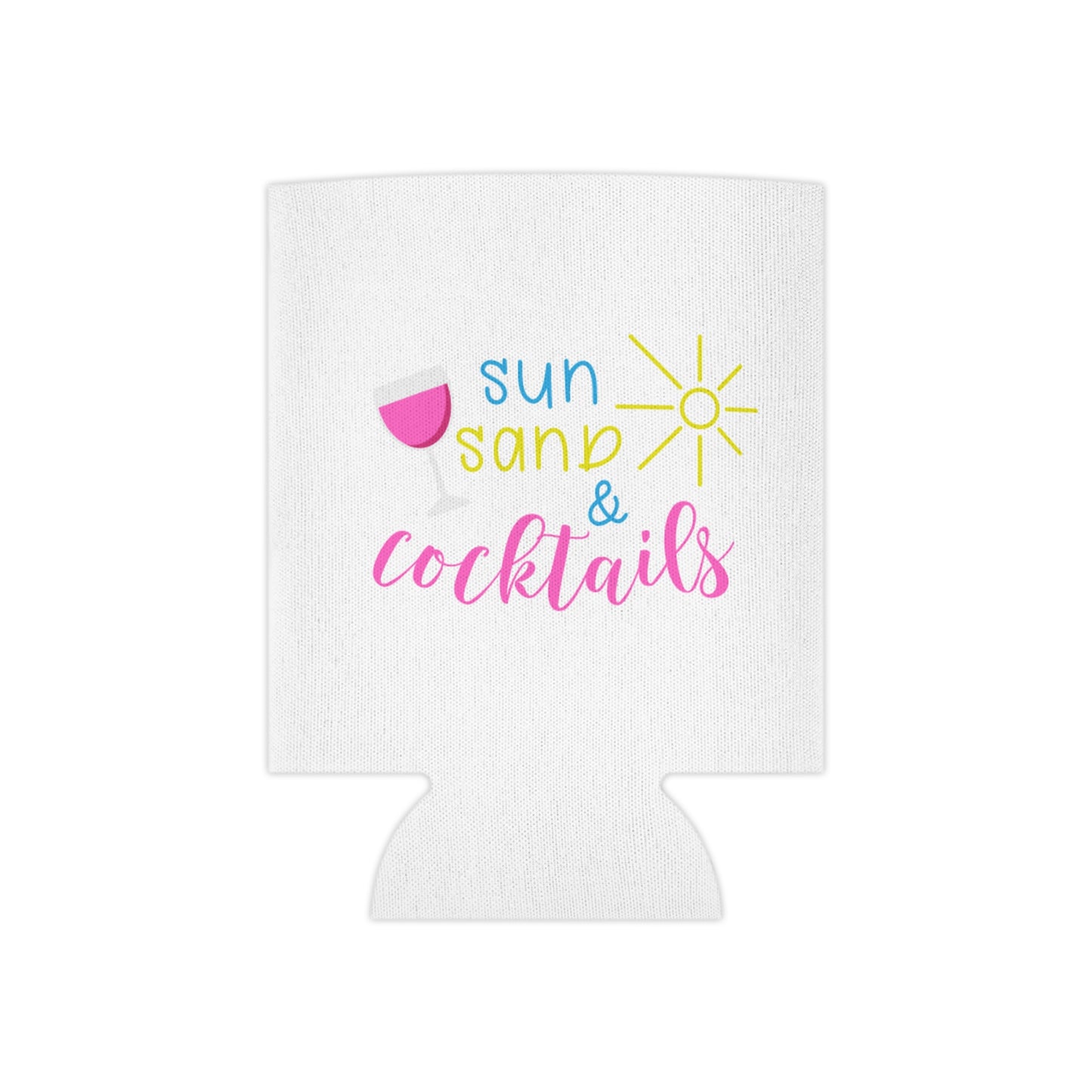 Summer Sand & Cocktails Koozie - Personalized Vibrant Can Cooler for Beach, Pool Parties, and Summer Fun