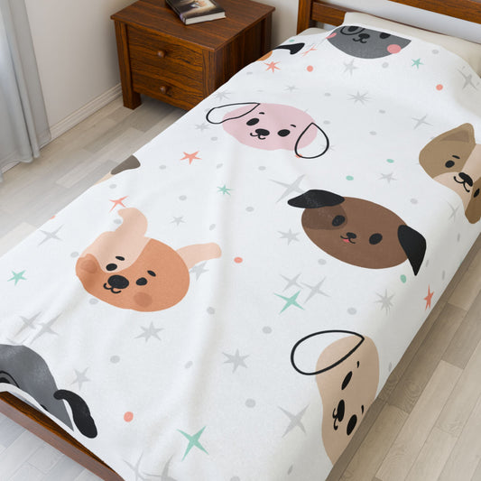 Cozy Dog Face Plush Blanket – National Dog Day Gift for Dog Lovers | Available in 3 Sizes
