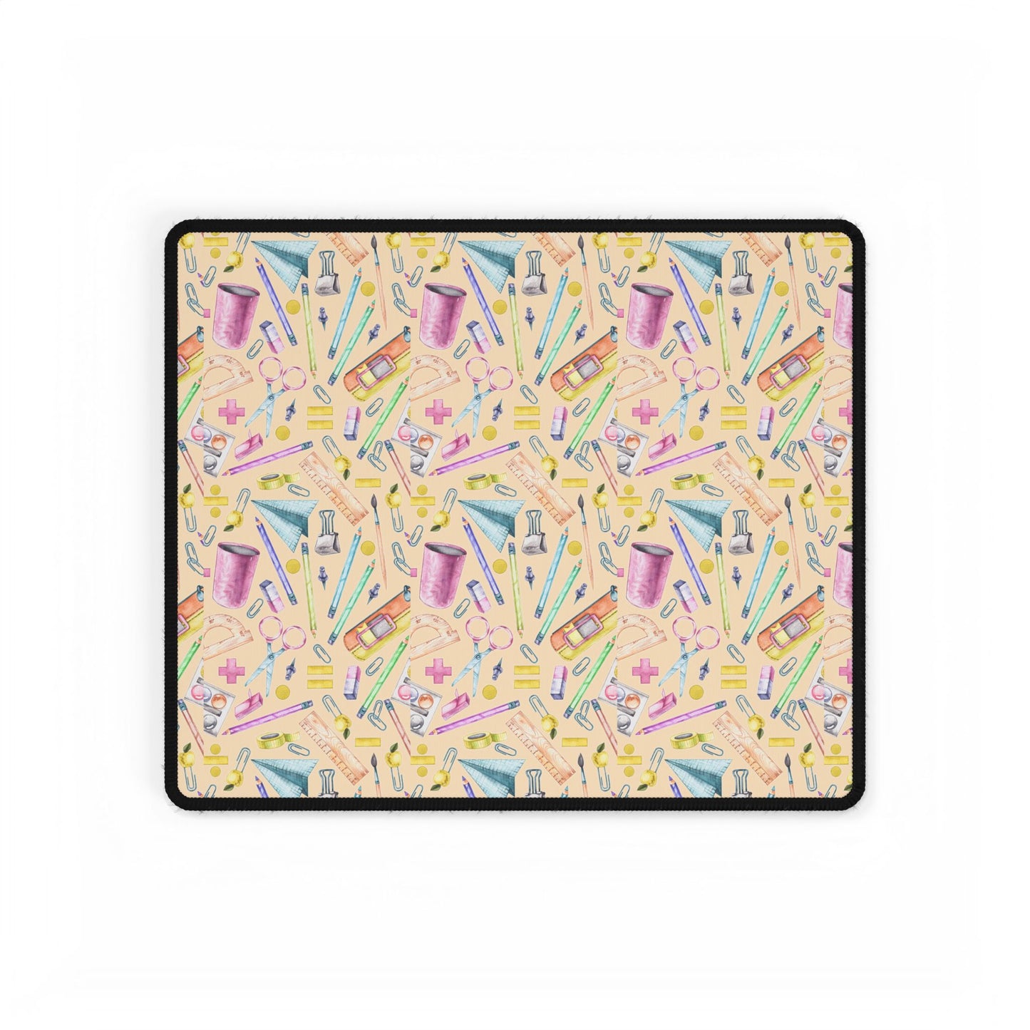 Back-to-School Desk Mat – Vibrant School Supplies Print, Non-Slip Base in 3 Sizes