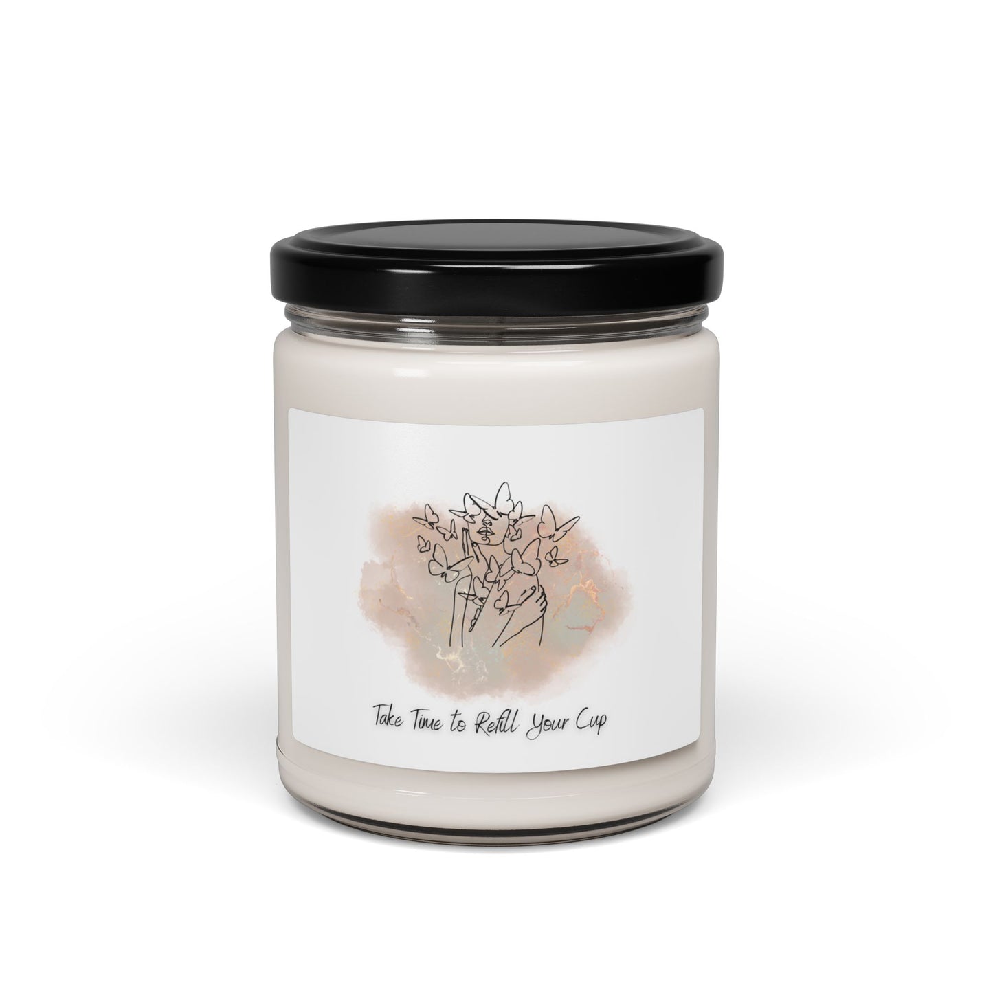 "Take Time to Refill Your Cup" Natural Soy Candle – 9oz Long-Lasting Aromatherapy | Relaxation & Self-Care Candle Gift