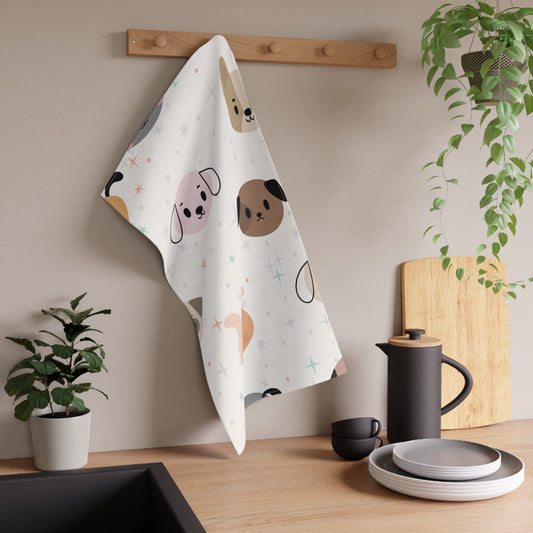 Dog Lover’s Kitchen Towel – Cute Pup Print, 18"x30", Cotton or Polyester