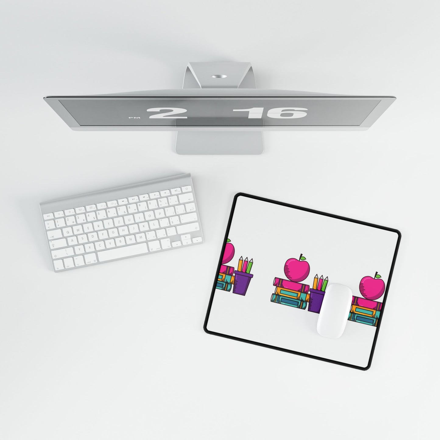 Back-to-School Desk Mat – Cute Apple & Books Print for Students, Teachers, & Kids | Anti-Slip Rubber Base in 3 Sizes