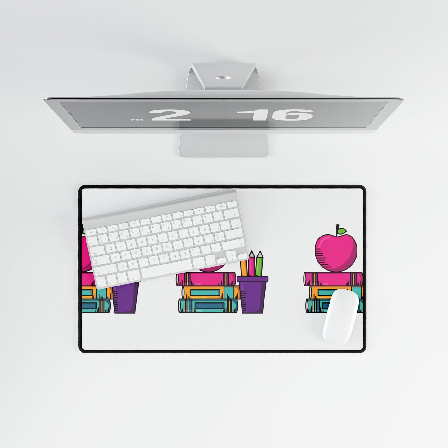 Back-to-School Desk Mat – Cute Apple & Books Print for Students, Teachers, & Kids | Anti-Slip Rubber Base in 3 Sizes