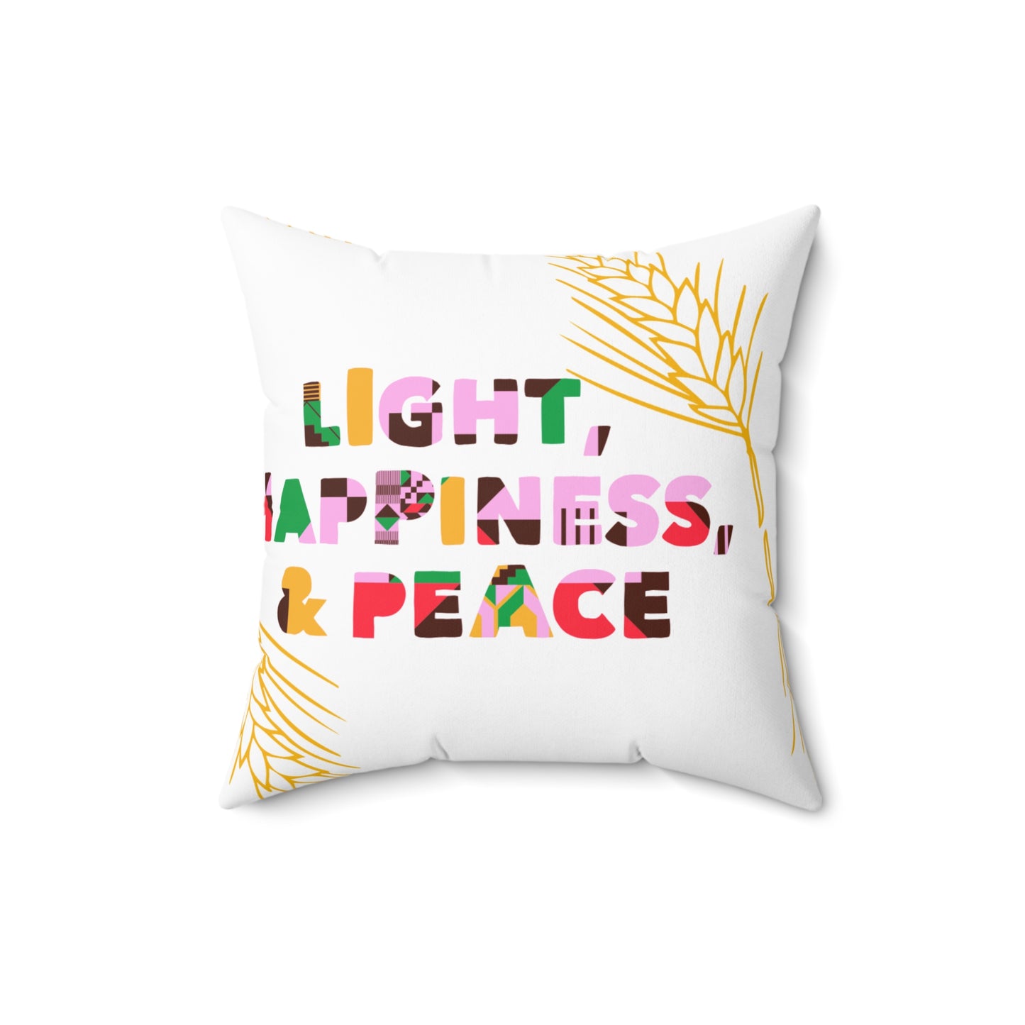 Kwanzaa Throw Pillow | Light, Happiness & Peace | Afrocentric Holiday Decor | Inspirational Accent Cushion | Festive Gift for Home or Her