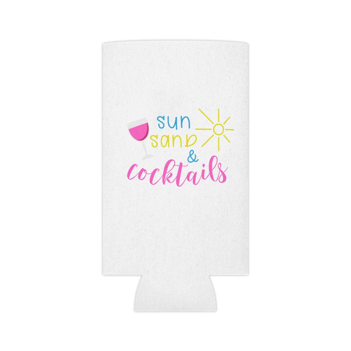 Summer Sand & Cocktails Koozie - Personalized Vibrant Can Cooler for Beach, Pool Parties, and Summer Fun