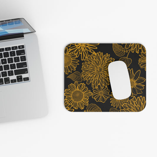 Golden Bloom: Elevate Your Desk with Our Black Mousepad! Perfect for Home Office Styling and Gaming