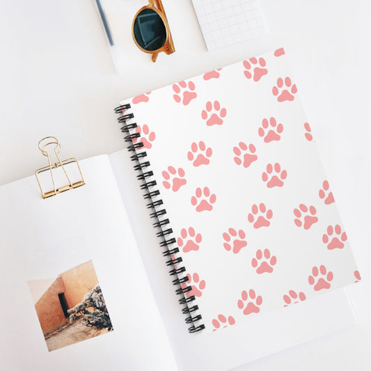 Pink Paw Print Spiral Notebook – Dog Mom Stationery Gift | National Dog Day Essentials