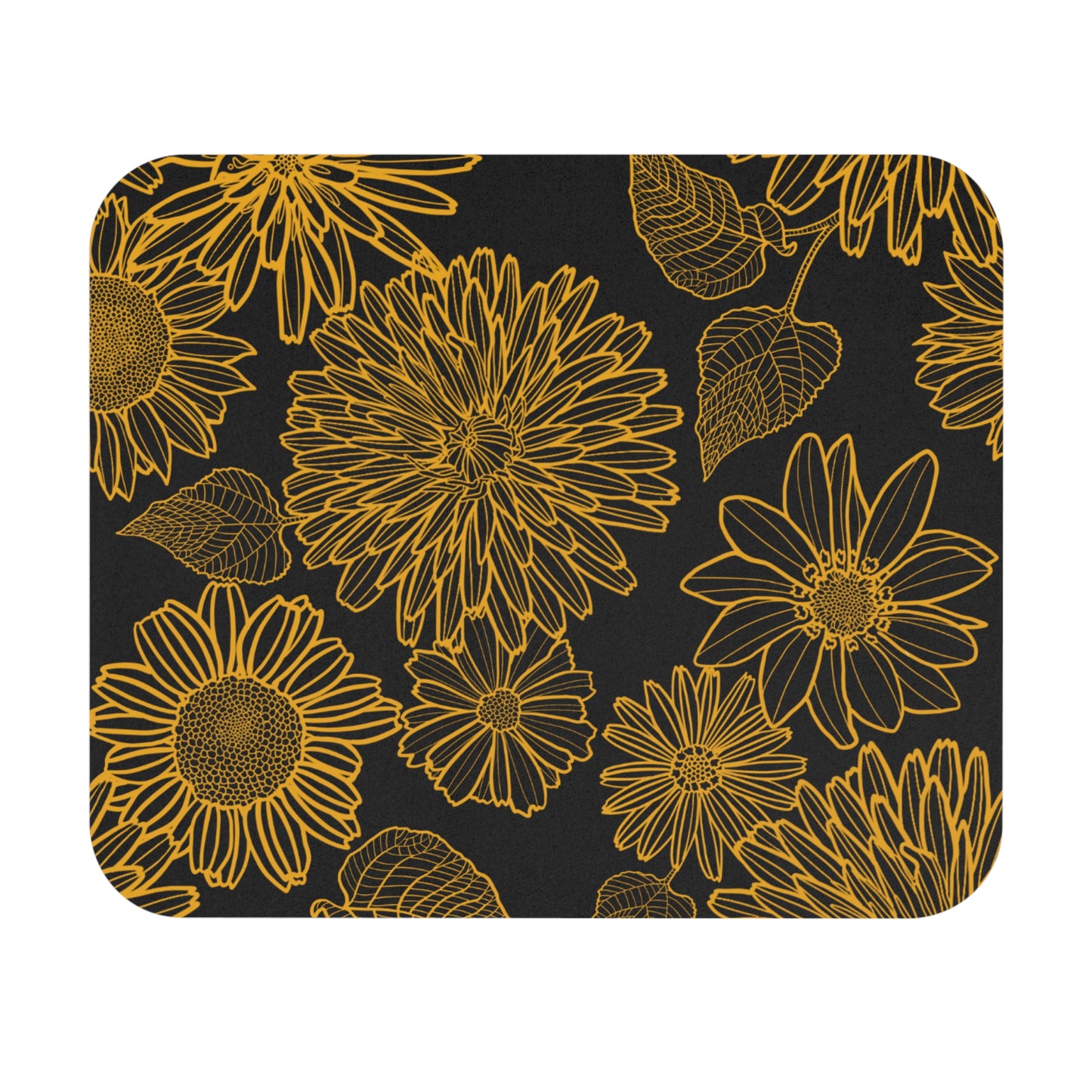 Golden Bloom: Elevate Your Desk with Our Black Mousepad! Perfect for Home Office Styling and Gaming