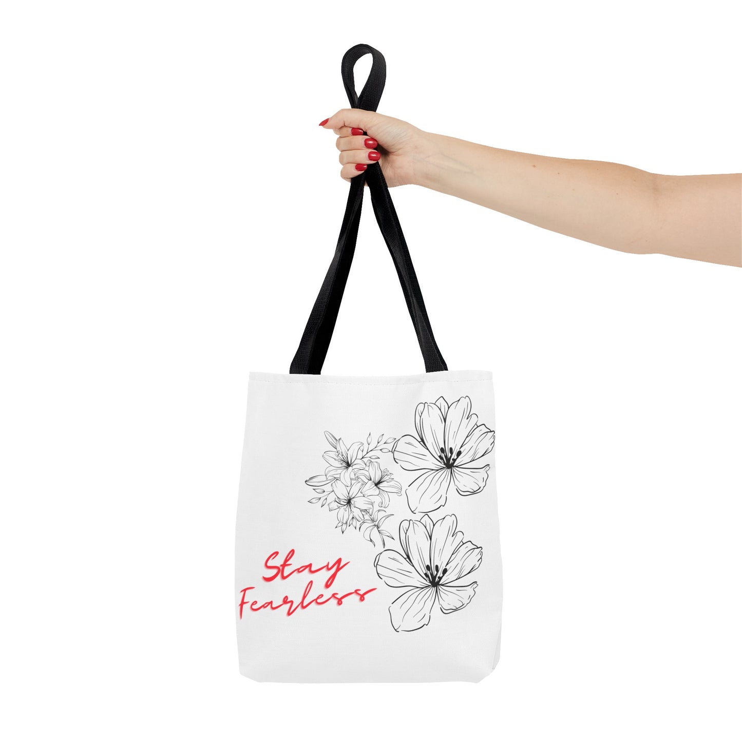 'Fearless' Bloom Tote Bag: Black and Red Floral- Empowering Women Entrepreneurs