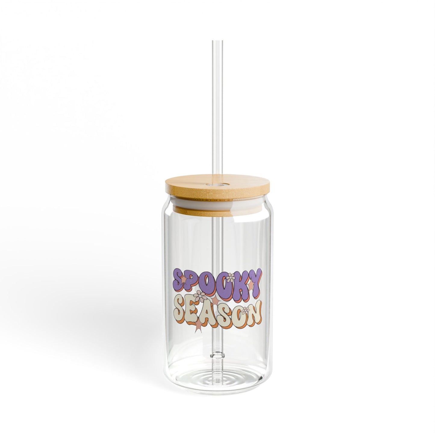 Halloween Spooky Season Sipper Glass | Stylish 16oz Drinkware with Bamboo Lid | Perfect for Your Favorite Beverages