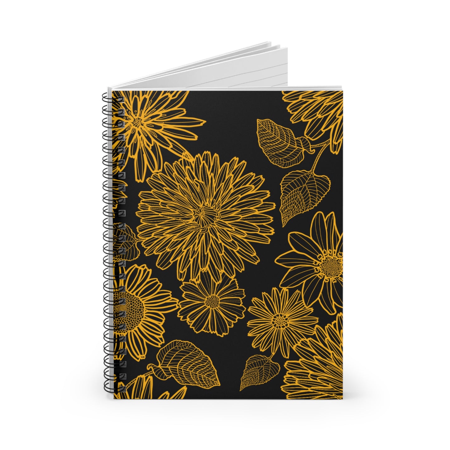 Chic Black & Gold Floral Notebook – Perfect for Journals, To-Do Lists, & Inspiration