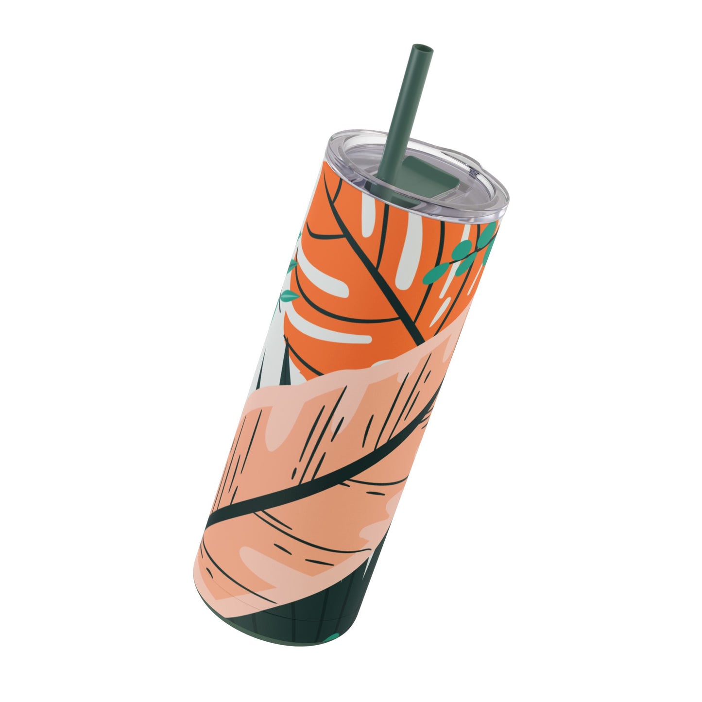 Tropical Paradise Insulated Tumbler - Double-Wall Stainless Steel Travel Mug for Hot & Cold Drinks | Green and Orange Summer Vacation Essential