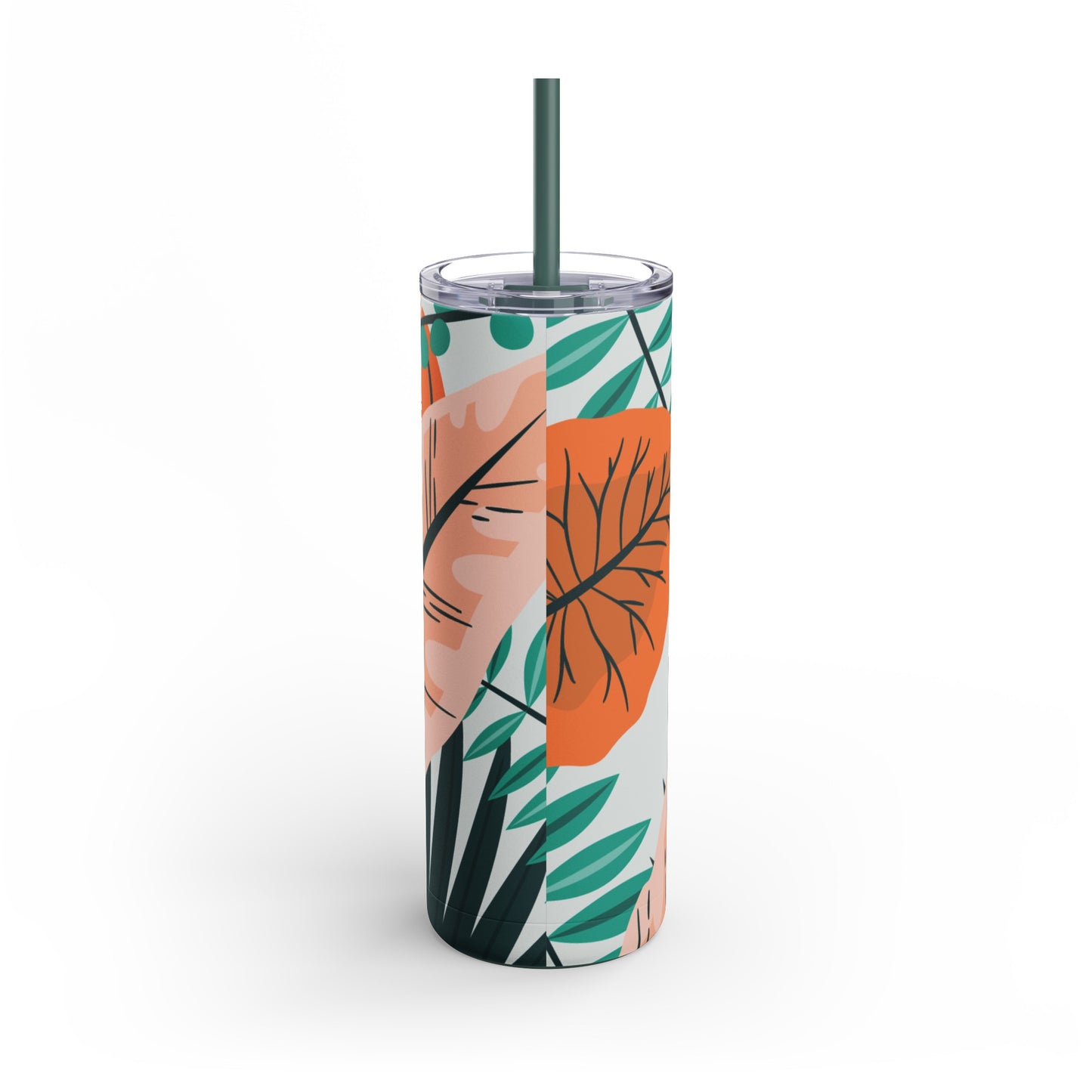 Tropical Paradise Insulated Tumbler - Double-Wall Stainless Steel Travel Mug for Hot & Cold Drinks | Green and Orange Summer Vacation Essential