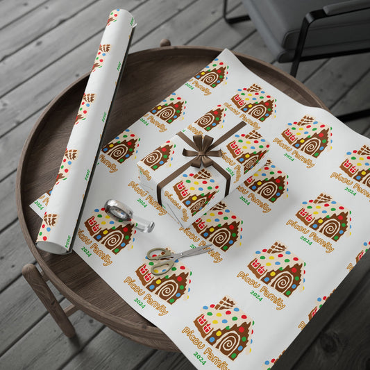 Personalized Gingerbread House Wrapping Paper : Custom Family Name Holiday Gift Wrap, Perfect for Christmas Gifts