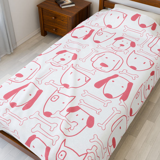 Dog Lover Velveteen Plush Blanket – Cozy Soft Throw in 3 Sizes for Pet Parents & Home Decor