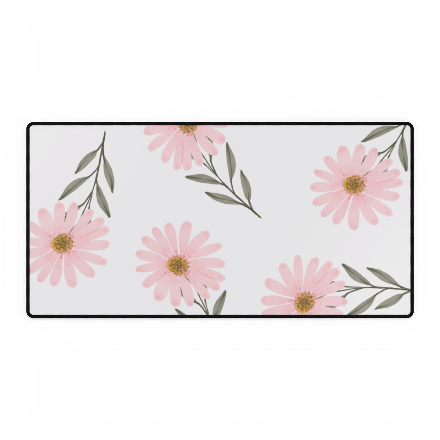 Petals & Productivity: Soft Pink Wildflower Desk Mat for Stylish Workspaces