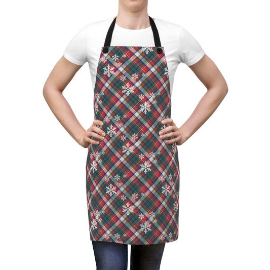 Adjustable Festive Plaid Christmas Apron | Holiday Kitchen Essential