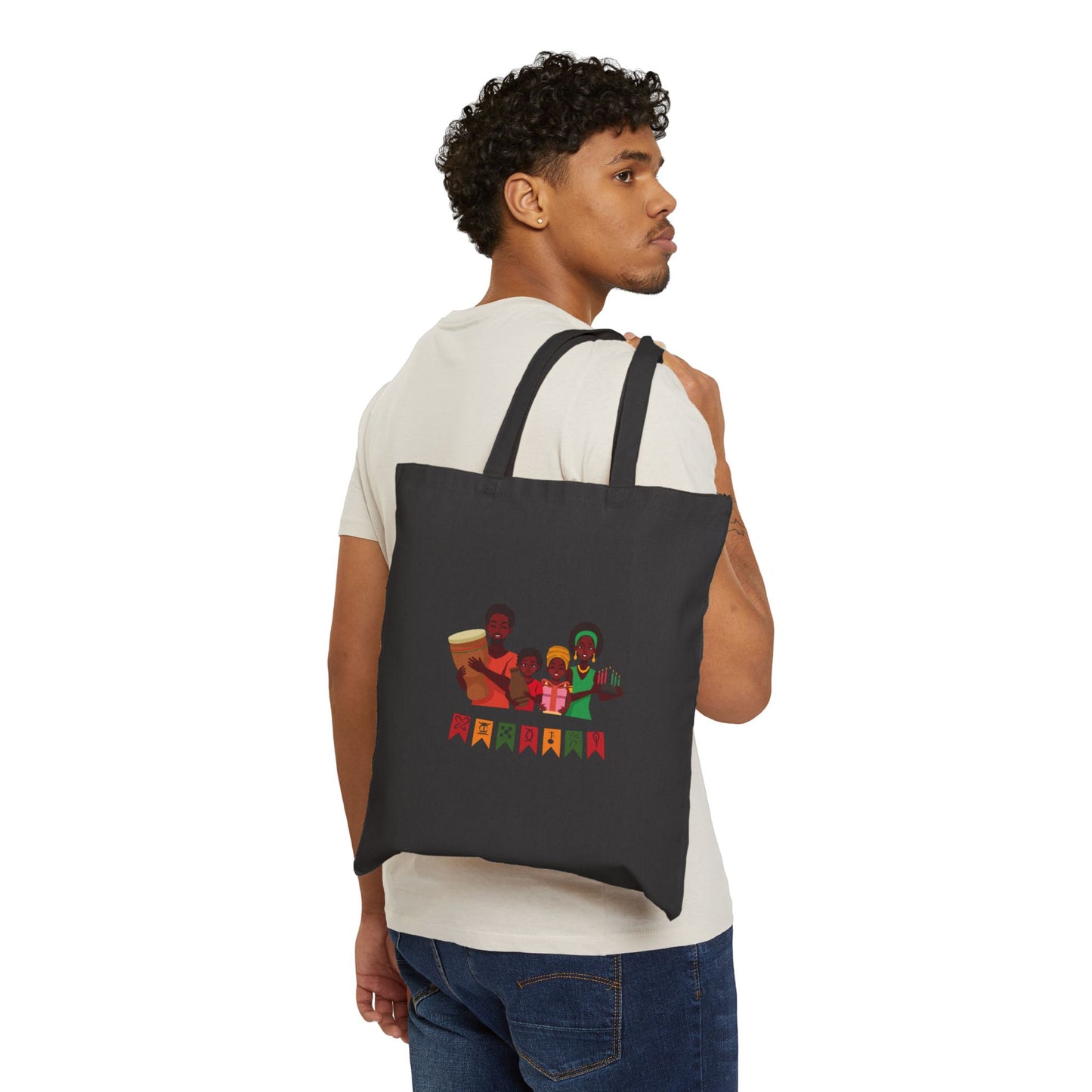 Kwanzaa Tote Bag | African-Inspired Canvas Bag | Eco-Friendly Reusable Bag in Black or Natural