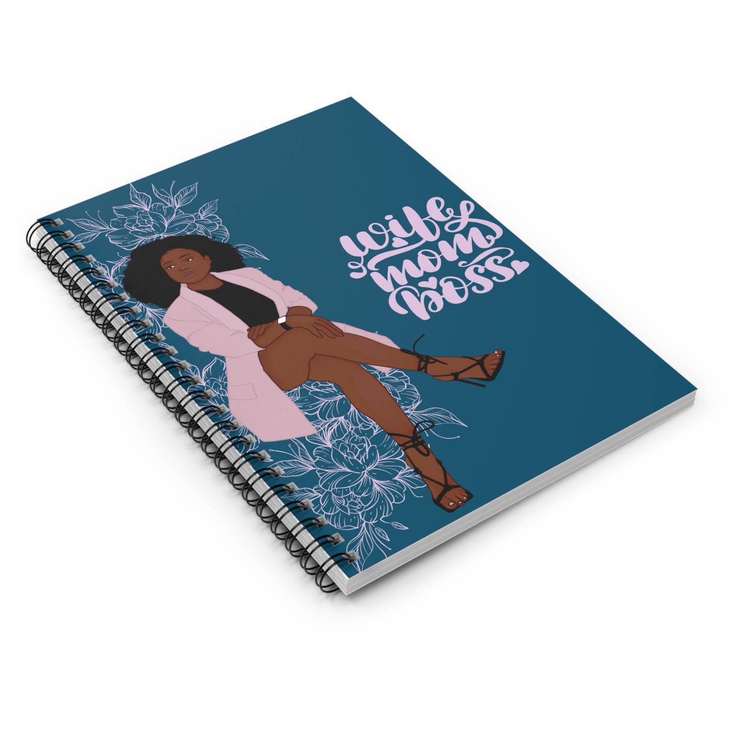 'Wife Mom Boss' Notebook - Mother's Day 2024 Gift - Floral - Ruled Line Paper