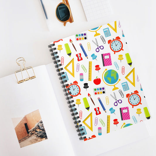 Back-to-School Spiral Notebook – Cute School Supply Print, Ruled 6x8 Planner for Girls, Students & Teachers