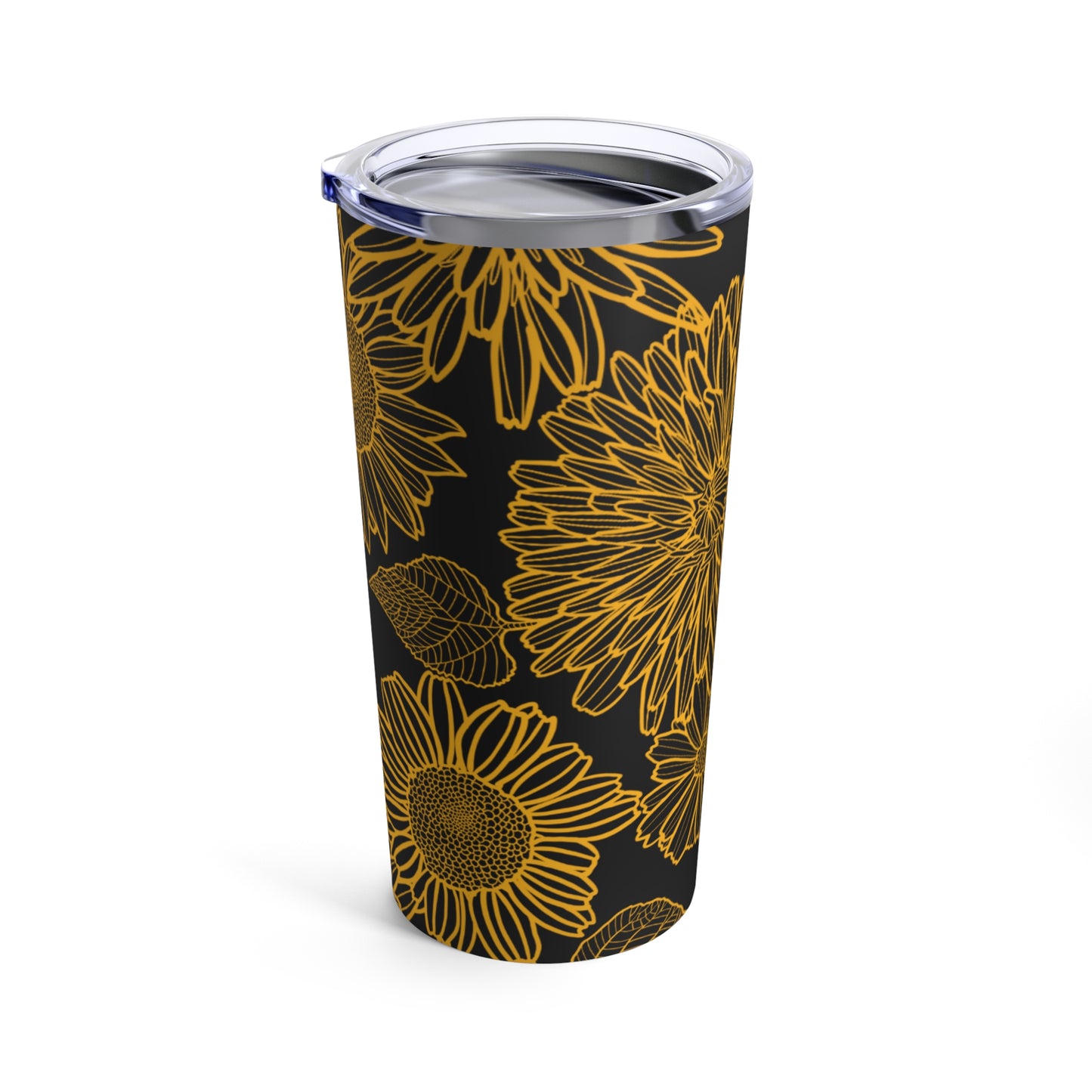 Golden Blossom: 20oz Floral Stainless Steel Tumbler for Hot & Cold Drinks - Stylish & Durable