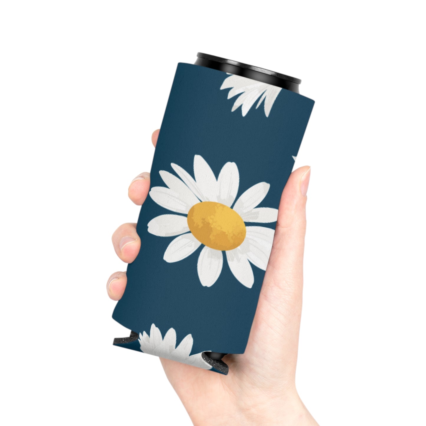 Summer Daisy Navy Koozie: Keep Your Beverages Fresh and Your Style Cool