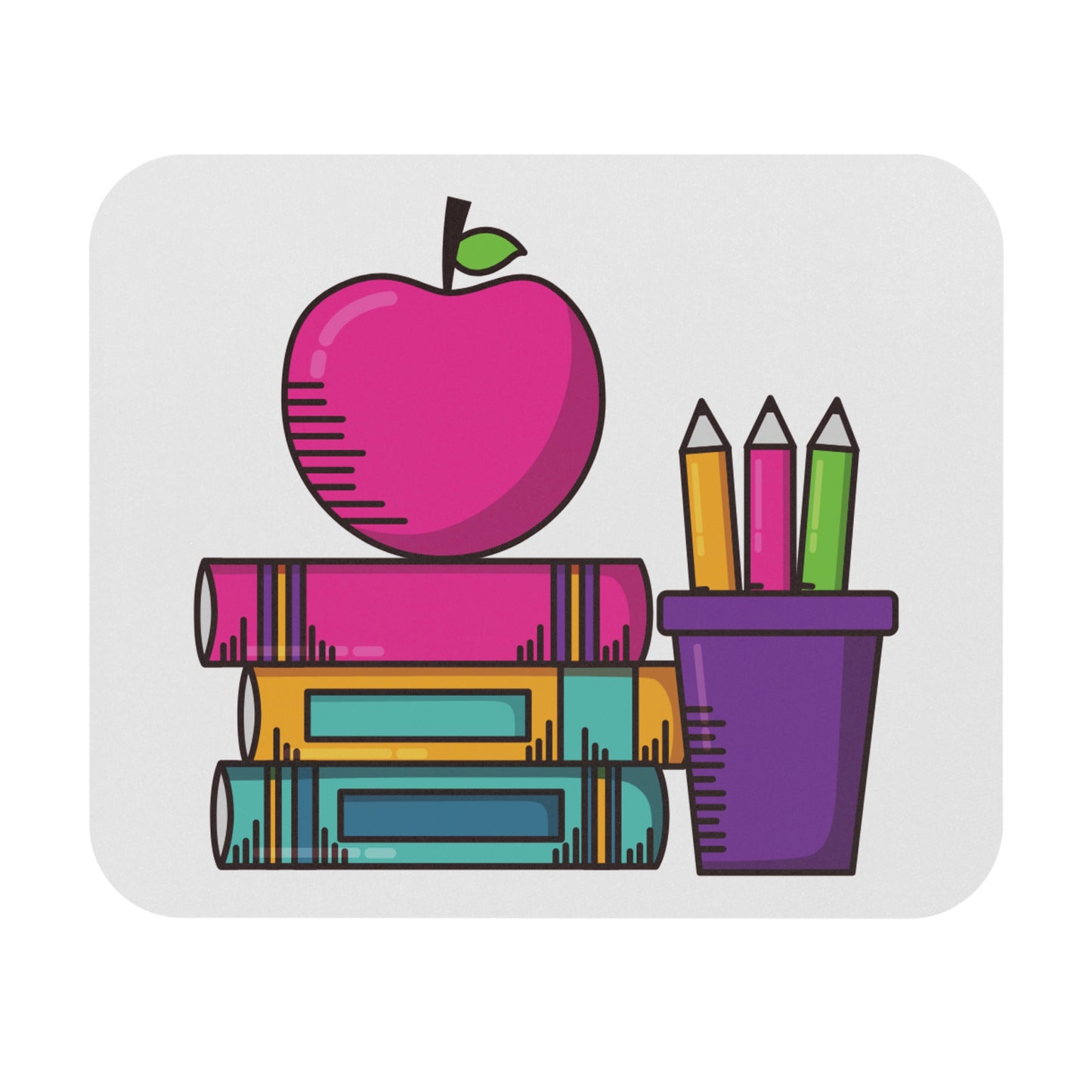Back-to-School Mouse Pad – Cute Apple & Books Desk Essential for Work, Study & Creativity