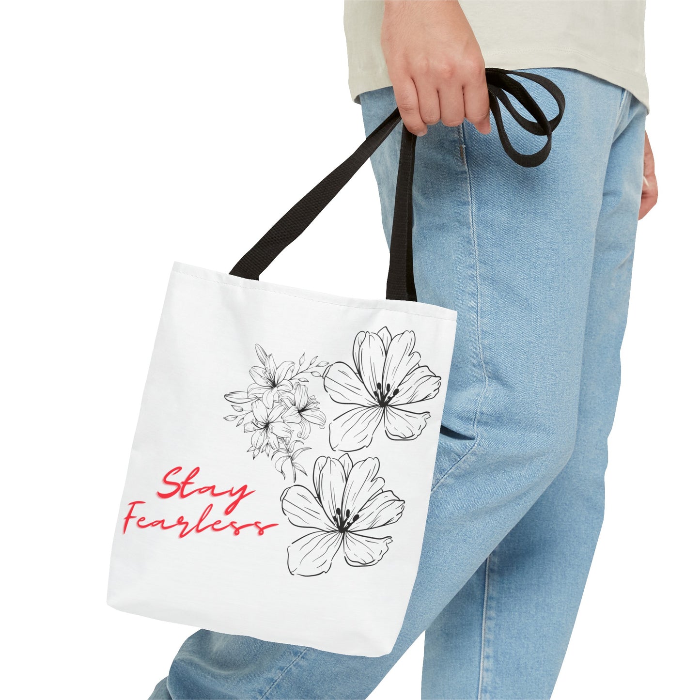 'Fearless' Bloom Tote Bag: Black and Red Floral- Empowering Women Entrepreneurs