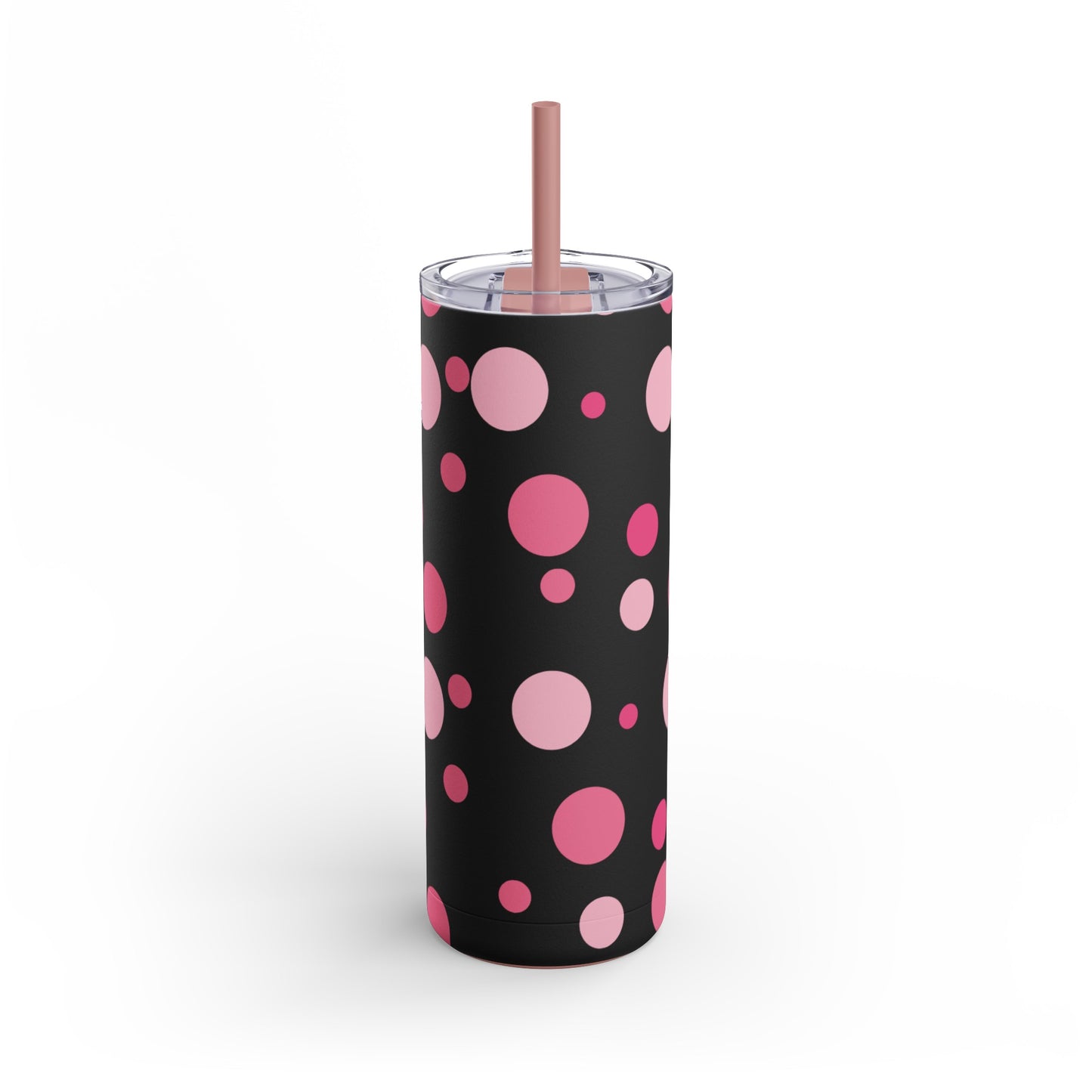 Chic Bubbly Black and Pink Polka Dot Tumbler - 20oz Insulated Travel Mug | Luxe Home Office Essentials