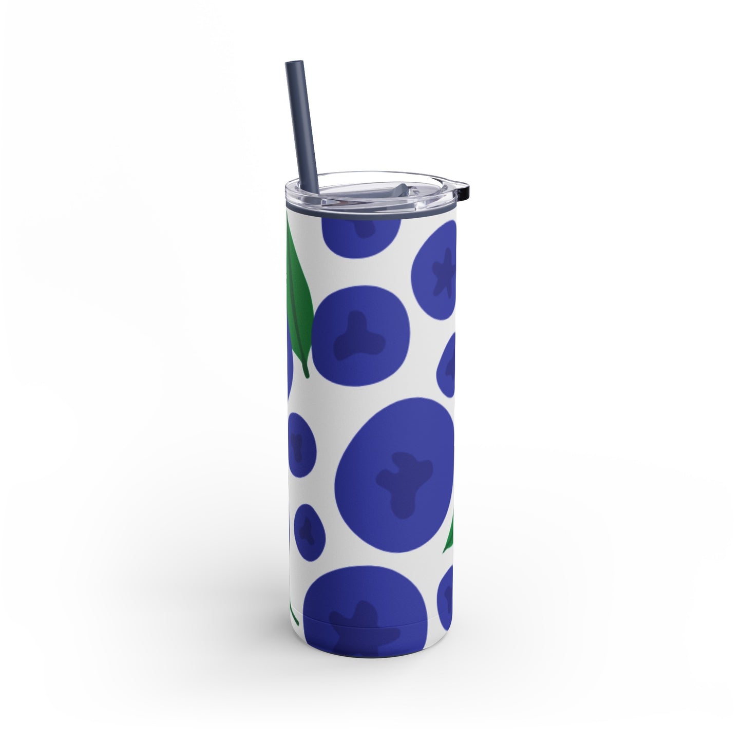 "Blueberry Bliss" Tumbler with Blue Straw - 20oz Insulated Stainless Steel Travel Mug, Perfect for Summer Picnics, Festivals, and Stylish Office Hydration