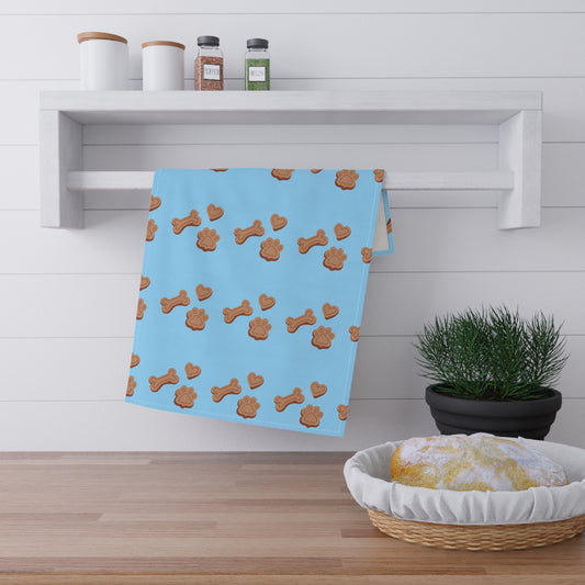 Dog Lover’s Treat - Blue Paw Print Tea Towel 18x30" Cotton or Polyester National Dog Day Gift