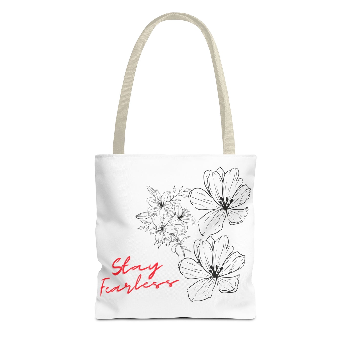 'Fearless' Bloom Tote Bag: Black and Red Floral- Empowering Women Entrepreneurs