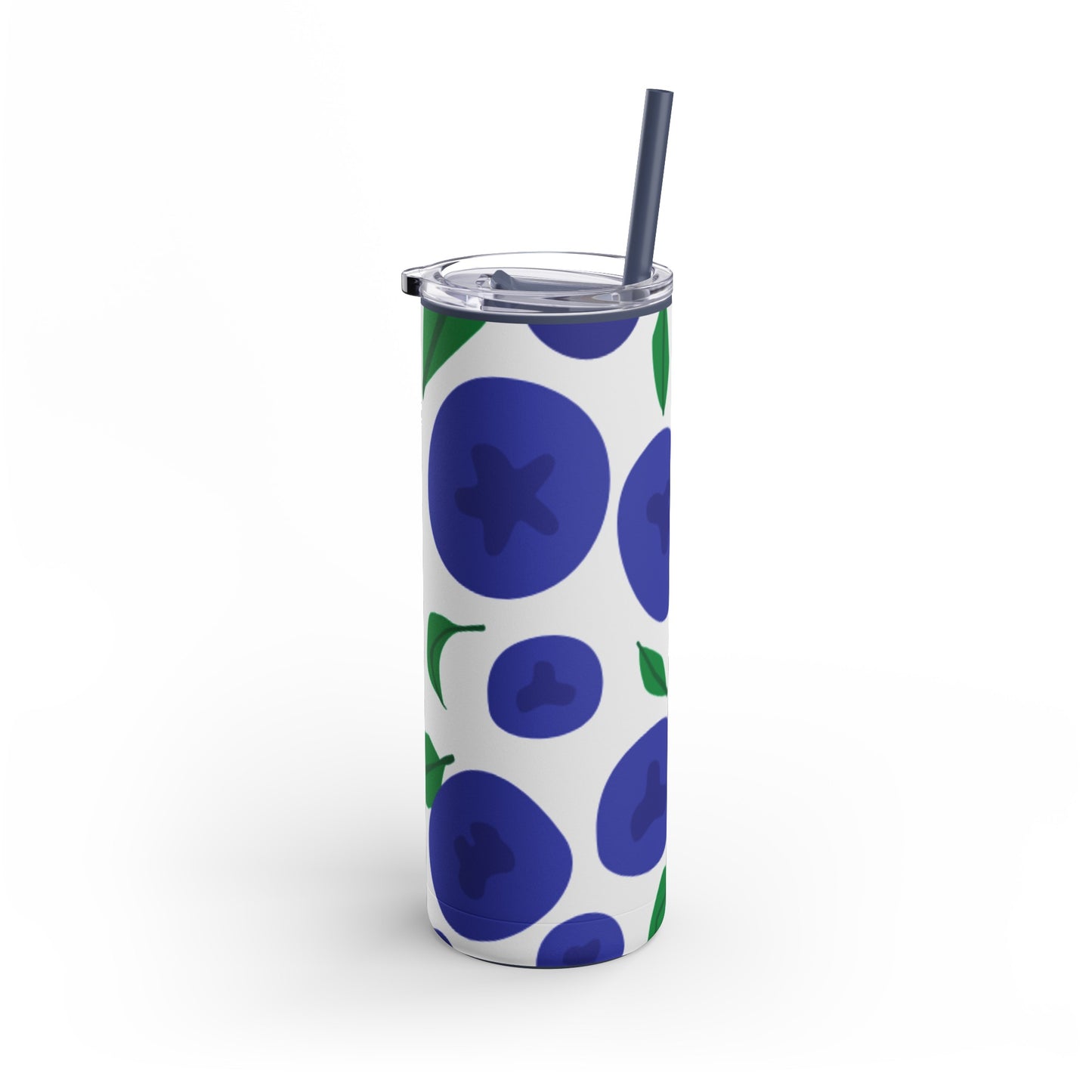 "Blueberry Bliss" Tumbler with Blue Straw - 20oz Insulated Stainless Steel Travel Mug, Perfect for Summer Picnics, Festivals, and Stylish Office Hydration