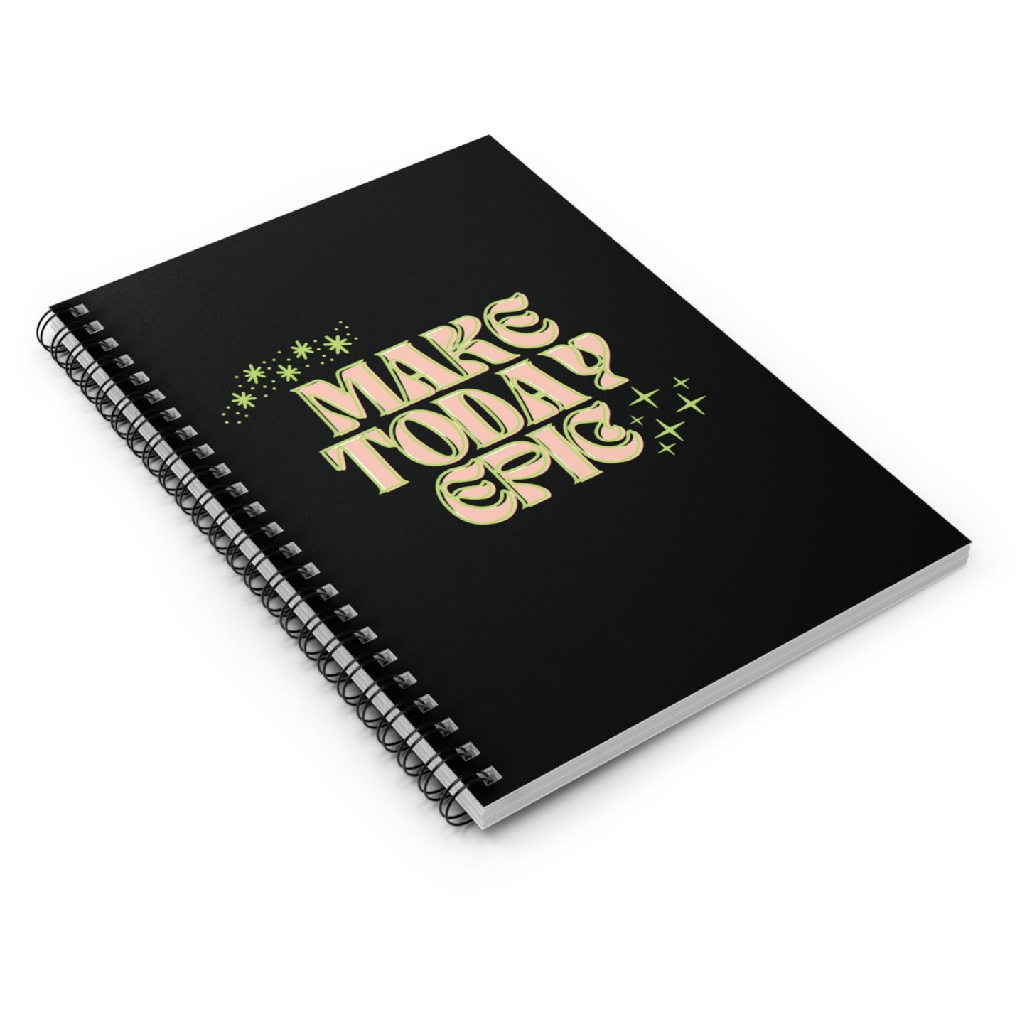 "Make Today Epic" Spiral Notebook - Retro, 118 Pages, 6"x8" Rule Lined