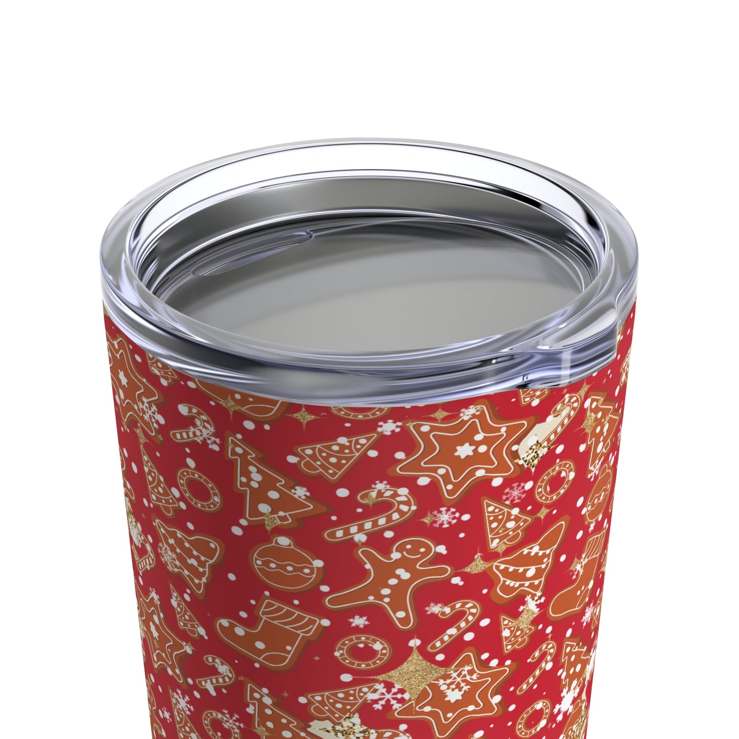 Festive Red Christmas Gingerbread Cookie Tumbler | 20oz Insulated Stainless Steel Holiday Drinkware with Straw | Festive Red or Green