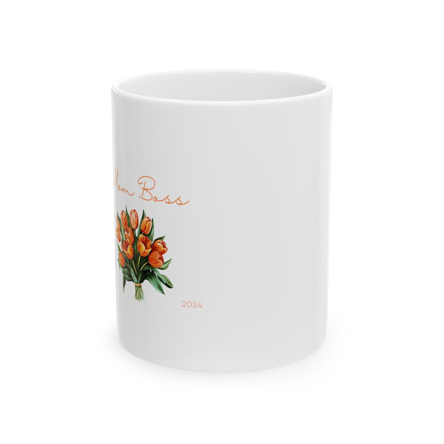 'Mom Boss' Tulip Mug - Personalized Ceramic Coffee Cup - Mother's Day Gift