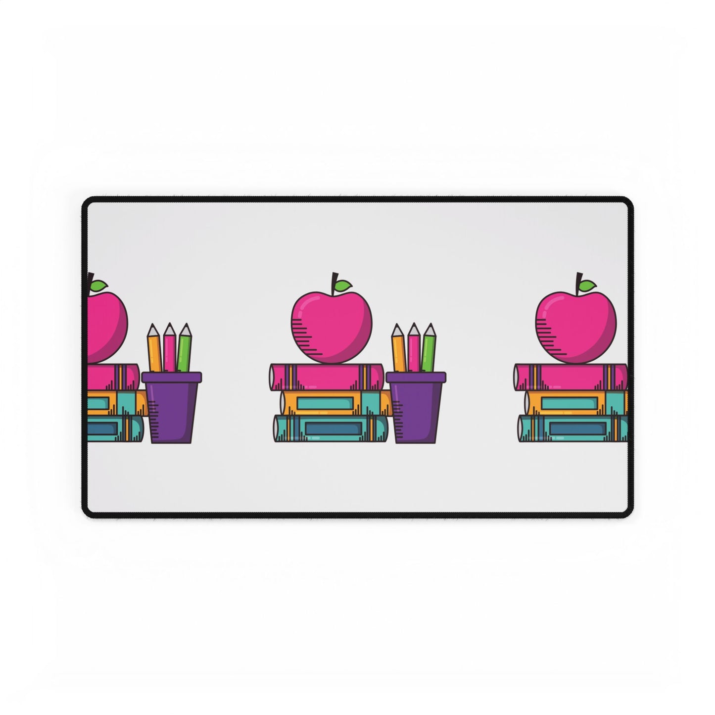 Back-to-School Desk Mat – Cute Apple & Books Print for Students, Teachers, & Kids | Anti-Slip Rubber Base in 3 Sizes
