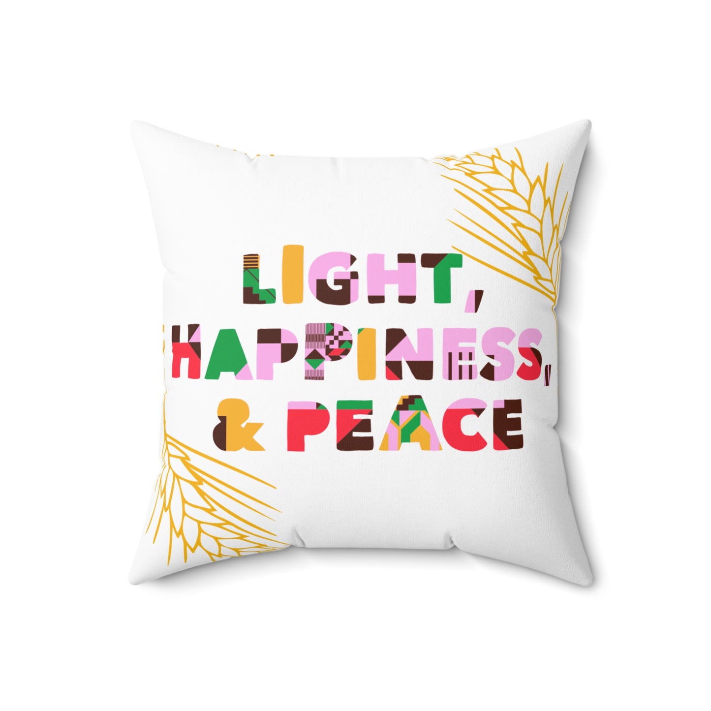 Kwanzaa Throw Pillow | Light, Happiness & Peace | Afrocentric Holiday Decor | Inspirational Accent Cushion | Festive Gift for Home or Her