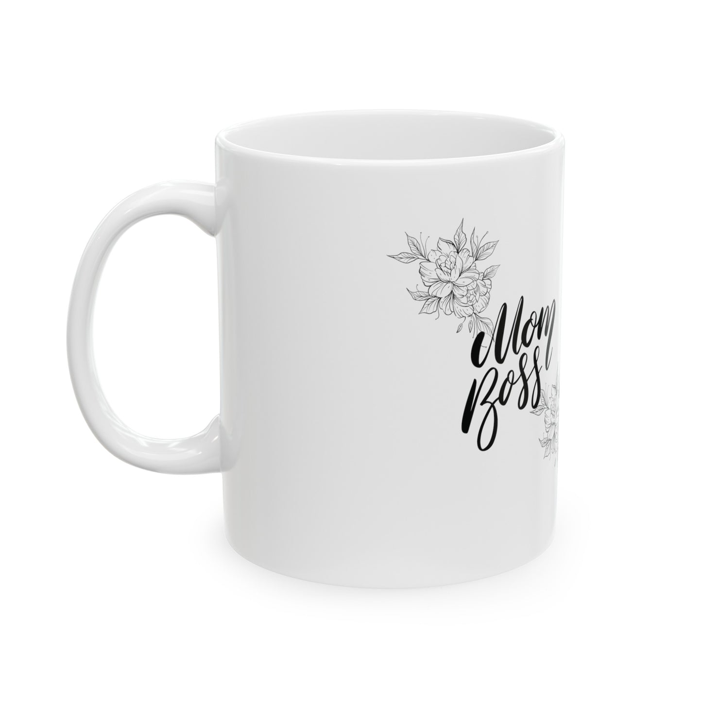 Mother's Day 2024 'Mom Boss' Floral Mug - Personalized Ceramic Coffee Cup 11 oz